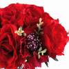 Red Mixed Rose and Hydrangea Silk Flower Arrangement  in Clear Glass Vase with Faux Water 