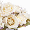 Cream Rose and Hydrangea Silk Flower Arrangement  in Ceramic Vase with Faux Water 
