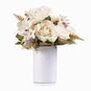 Cream Rose and Hydrangea Silk Flower Arrangement  in Ceramic Vase with Faux Water 