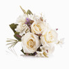 Cream Rose and Hydrangea Silk Flower Arrangement  in Ceramic Vase with Faux Water 
