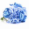 Blue Mixed Rose and Hydrangea Silk Flower Arrangement  in Clear Glass Vase with Faux Water 
