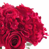 Red Mixed Rose and Hydrangea Silk Flower Arrangement  in Glass Vase with Faux Water 