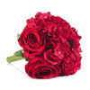 Red Mixed Rose and Hydrangea Silk Flower Arrangement  in Glass Vase with Faux Water 