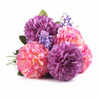 7 Heads Purple Pink Dahlia Silk Flower Arrangement  in Glass Vase with Faux Water 
