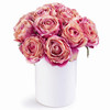 Medium Violetred Silk Rose  Flower Arrangement in Ceramic Vase
