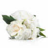 Cream Hydrangea  Rose and Peony Mixed Silk Flower in Clear Glass Vase with Acrylic Water