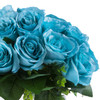 18 Heads Aqua Silk Rose  Flower Arrangement in Clear Glass Vase with Faux Water