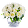 18 Heads Cream Silk Rose  Flower Arrangement in Clear Glass Vase with Faux Water