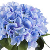 Blue Silk Hydrangea Flower Arrangement in Clear White Vase with Faux Water