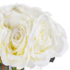 Cream Open Roses Silk Flower  Arrangement in Clear White Vase with Faux Water