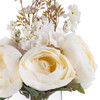Beige Peony and Hydrangea Mixed Silk Flower  Arrangement in Clear White Vase with Faux Water
