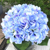 Blue Silk Hydrangea Flower Arrangement in Clear Vase with Faux Water