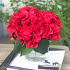 Red Silk Hydrangea Flower Arrangement in Clear Vase with Faux Water