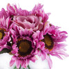  6 Heads Pink Mixed Sunflower and Rose Silk Flower Arrangement in Clear Glass Vase With Faux Water
