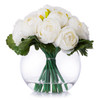  Cream Artificial Ranunculus Flower Arrangement in Clear Glass Vase With Faux Water