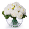  Cream Artificial Ranunculus Flower Arrangement in Clear Glass Vase With Faux Water