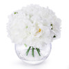 White Artificial Peony Flower Arrangement in Clear Glass Vase With Faux Water