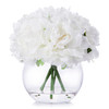 White Artificial Peony Flower Arrangement in Clear Glass Vase With Faux Water