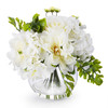 Cream Hydrangea  Rose and Peony Mixed Silk Flower in Round Clear Glass Vase
