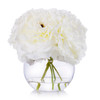  5 Heads Cream Large Peony Flower Arrangement in Clear Glass Vase With Faux Water