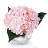 Blush  Silk Hydrangea Flower Arrangement in Clear Glass Vase With Faux Water