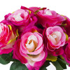 Pink Red Silk Rose Flower Arrangement in Clear Glass Vase With Faux Water