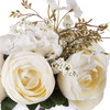 Beige Silk Peony and Hydrangea Flower Arrangement in Clear Glass Vase With Faux Water