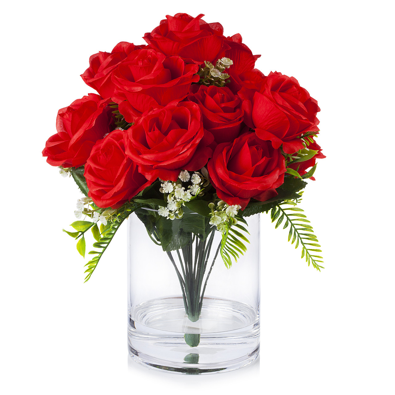 silk roses in vase