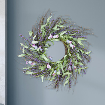  24"  Mixed Spring Artificial Flower Wreath Home Decoration