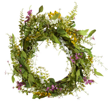 24"  Mixed Spring Artificial Flower Wreath for Home Decoration