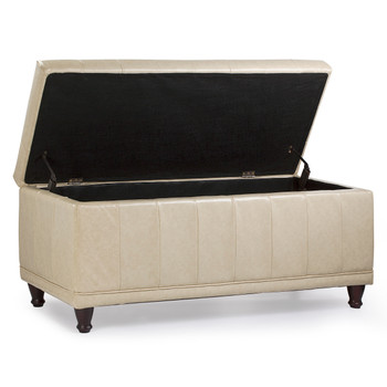 Aqua 42 Inches Large Modern Elegant Leather Rectangle Storage Ottoman(Beige)