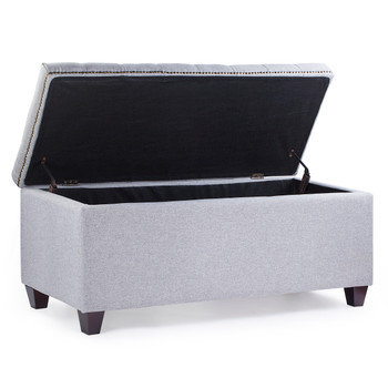 Cenna 42 Inches Modern Linen Fabric Rectangle Storage Ottoman(Light Grey)