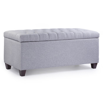 Bliss 42 Inches Simple Modern Linen Fabric Rectangle Storage Ottoman(Grey)