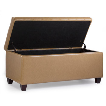 Finley 42 Inches Large Modern Elegant Leather Rectangle Storage Ottoman (Brown)