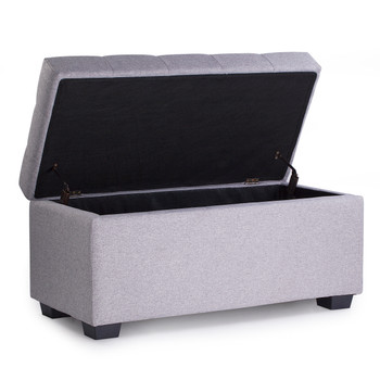  Luna 36 Inches Large Modern Linen Fabric Rectangle Storage Ottoman(Light Grey)