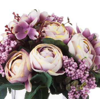Mixed High Quality Silk Combination Ranunculus Bush(Purple)