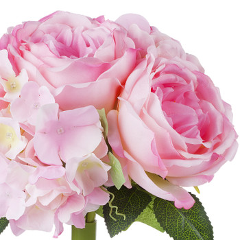 High Quality Silk Peony and Hydrangea Flower Bouquet Set of 2 (Pink)