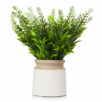 Artificial Lavender Floral Arrangement in Pot(White)
