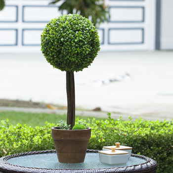 22 inch Artificial Boxwood Single Ball Round Topiary in Pot