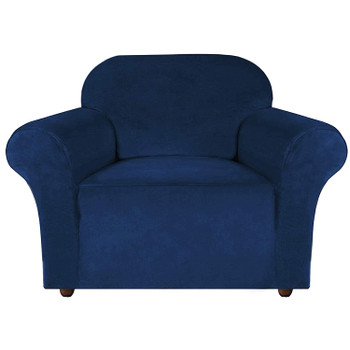 Ultra Soft Thick Stretch Velvet Fabric Armchair Slipcover  for Living Room( Dark Blue)