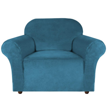 Ultra Soft Thick Stretch Velvet Fabric Armchair Slipcover  for Living Room( Peacock Blue)