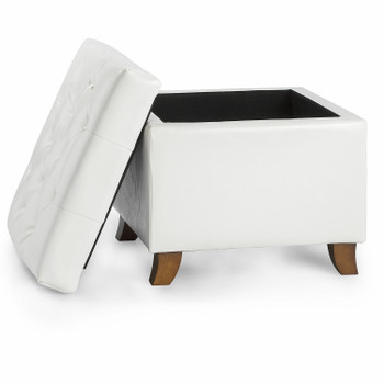 Fair 18 Inches Modern Elegant Leather Square Storage Ottoman(Cream White)