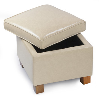 Nova 18 Inches Modern Elegant Leather Square Storage Ottoman(Beige)