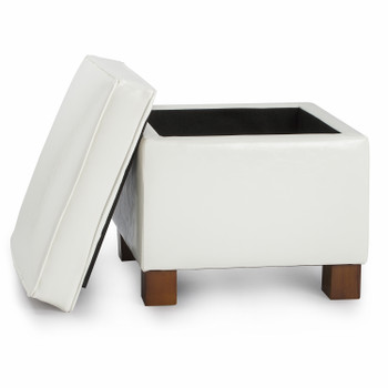  Nova 18 Inches Modern Elegant Leather Square Storage Ottoman(Cream)