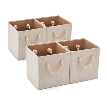 Bamboo Style Storage Fabric Box Set (Set of 4)