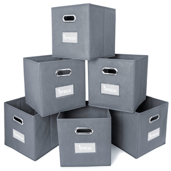 Fabric Storage Bins With Metal Handles (Set of 6)