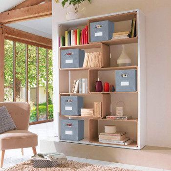 Fabric Storage Bins With Metal Handles (Set of 6)
