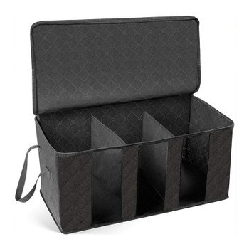 Dark Grey Non Woven Fabric Foldable Storage Underbed Clothes Cover Bag 
