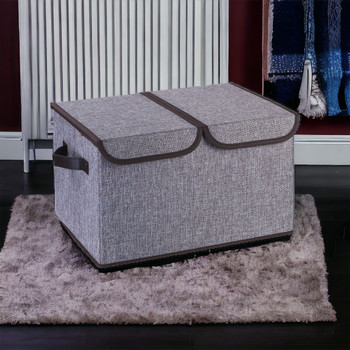  Collapsible Storage Bins with Cover(Grey)