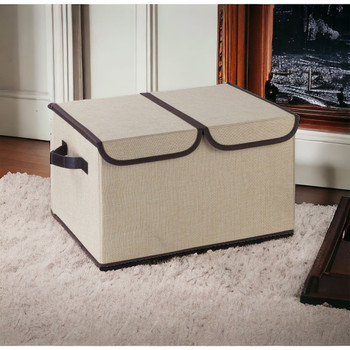 Collapsible Storage Bins with Cover (Beige)